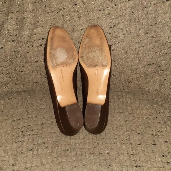 SALVATORE FERRAGAMO-Varina Bow-Bronze Leather Loafers-Sz 8AA-Excellent