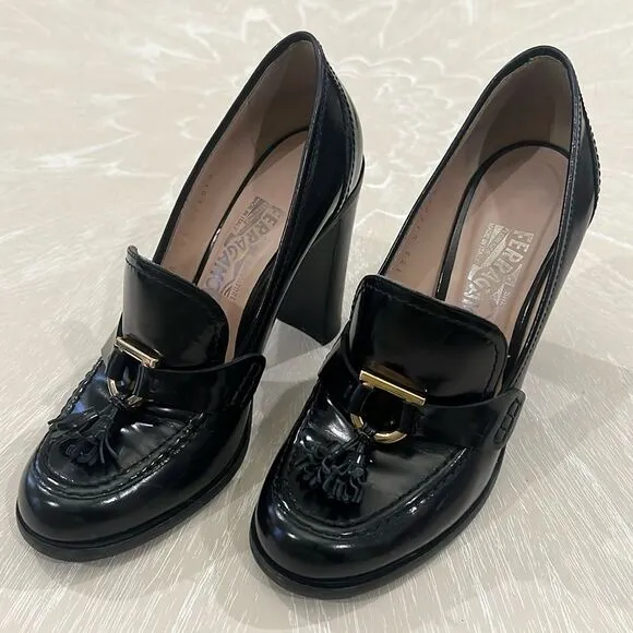 Salvatore Ferragamo High Heel Moccasin Loafers 7B