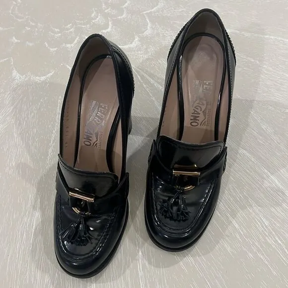 Salvatore Ferragamo High Heel Moccasin Loafers 7B