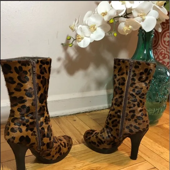 Sam Edelman Calf fur animal print boots