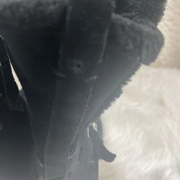 Sam Edelman Jailyn Leather suede black tall Boots Faux Fur lining SZ7.5