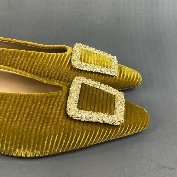 Sam Edelman Janina Striped Velvet Oversized Ornament Buckle  womens size 8.5