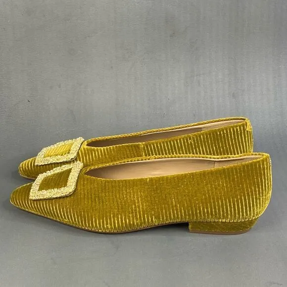Sam Edelman Janina Striped Velvet Oversized Ornament Buckle  womens size 8.5
