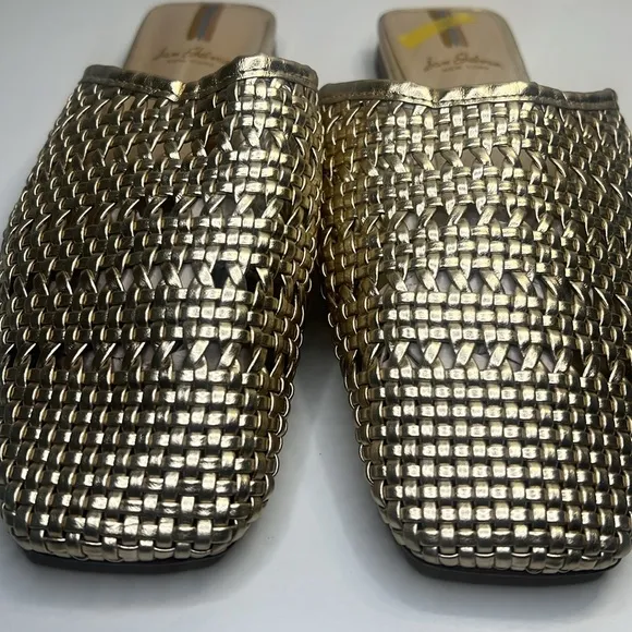 Sam Edelman - Leona Gold Metallic Slip-on Woven Constructed Mule Women Size 6.5
