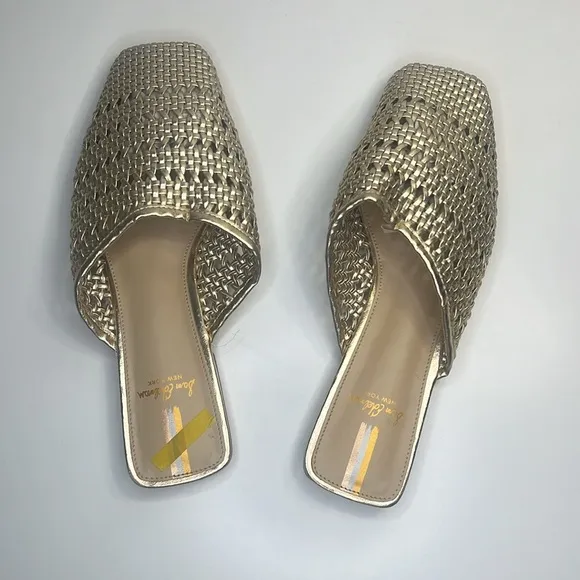 Sam Edelman - Leona Gold Metallic Slip-on Woven Constructed Mule Women Size 6.5