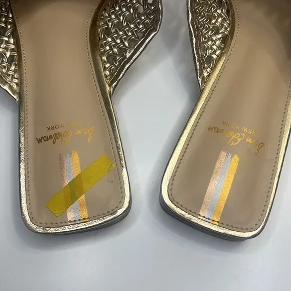 Sam Edelman - Leona Gold Metallic Slip-on Woven Constructed Mule Women Size 6.5