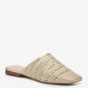 Sam Edelman - Leona Gold Metallic Slip-on Woven Constructed Mule Women Size 6.5