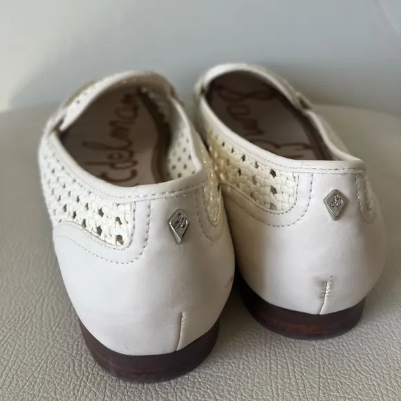 Sam Edelman Leora White Leather Perforated Slip Ons Loafers Size 9.5