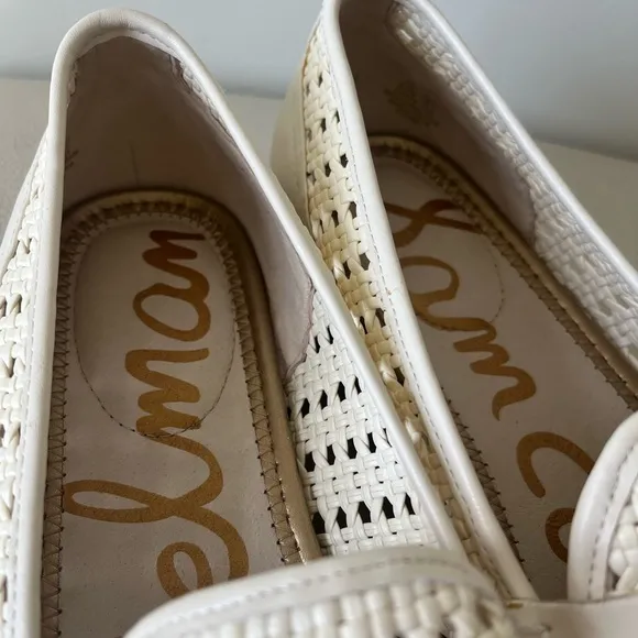 Sam Edelman Leora White Leather Perforated Slip Ons Loafers Size 9.5