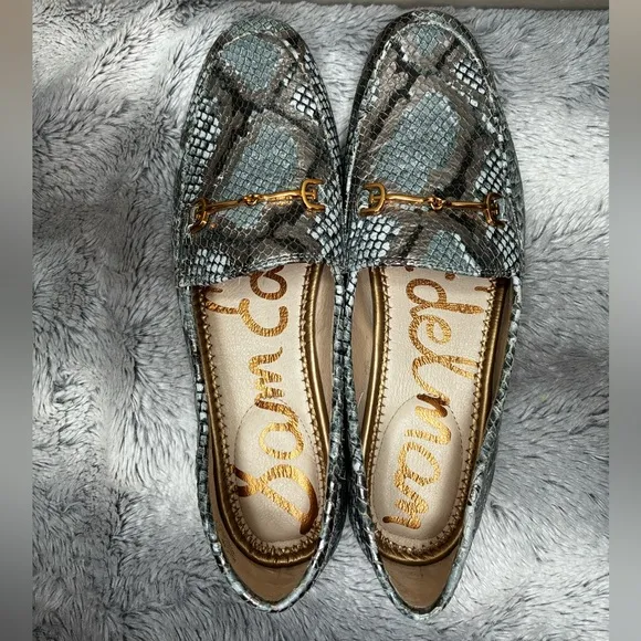 Sam Edelman Loraine Snake Print Leather Bit Loafers Womens 7.5 Retro Glam Luxury