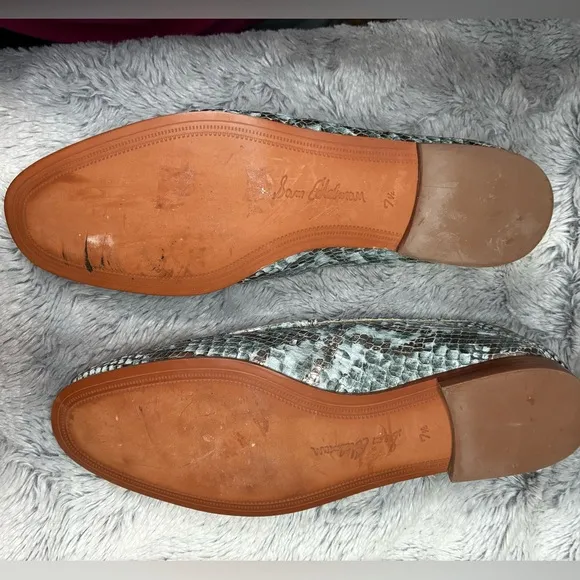 Sam Edelman Loraine Snake Print Leather Bit Loafers Womens 7.5 Retro Glam Luxury