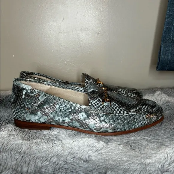 Sam Edelman Loraine Snake Print Leather Bit Loafers Womens 7.5 Retro Glam Luxury