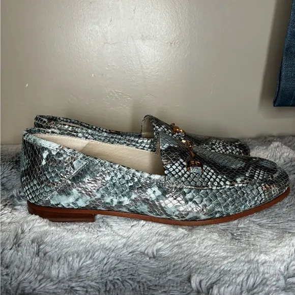 Sam Edelman Loraine Snake Print Leather Bit Loafers Womens 7.5 Retro Glam Luxury