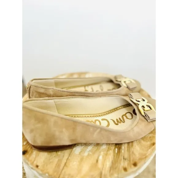 Sam Edelman | Mage Women's Gold Leather Bow Ballet‎ Flats Size 7 | CUTE! 💖✨️