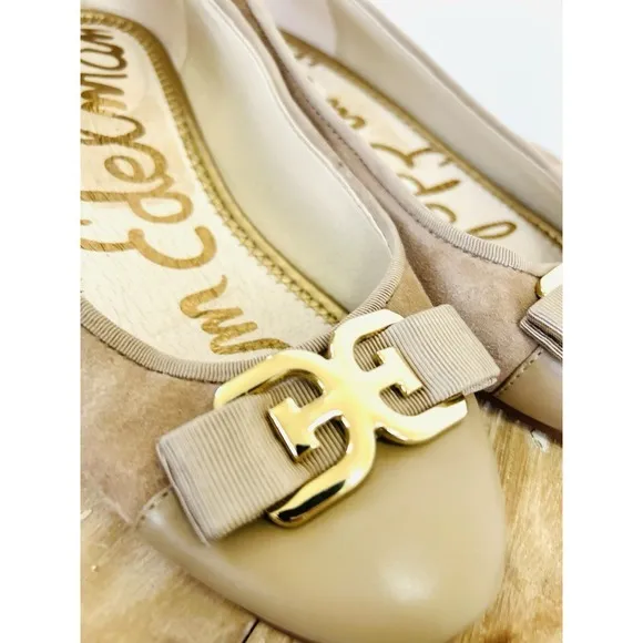 Sam Edelman | Mage Women's Gold Leather Bow Ballet‎ Flats Size 7 | CUTE! 💖✨️