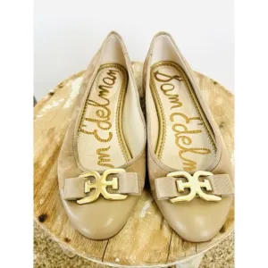 Sam Edelman | Mage Women's Gold Leather Bow Ballet‎ Flats Size 7 | CUTE! 💖✨️