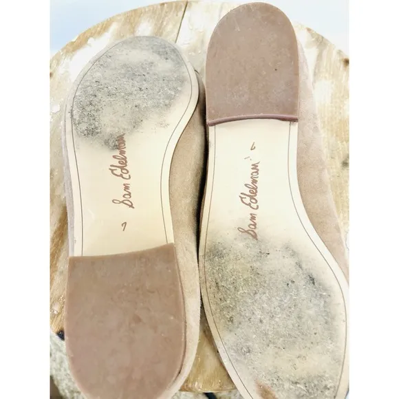 Sam Edelman | Mage Women's Gold Leather Bow Ballet‎ Flats Size 7 | CUTE! 💖✨️