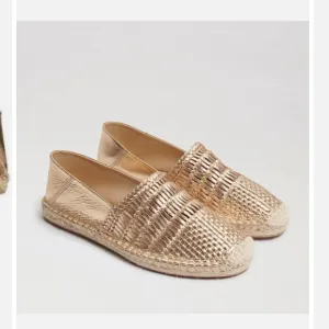 Sam Edelman Pen Gold Leather Espadrilles Slip On  Flat Size 6
