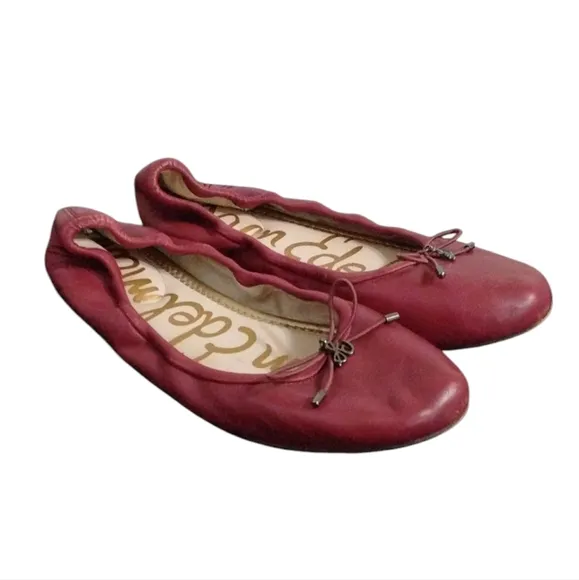 Sam Edelman Red Leather Ballet Flats 7 M