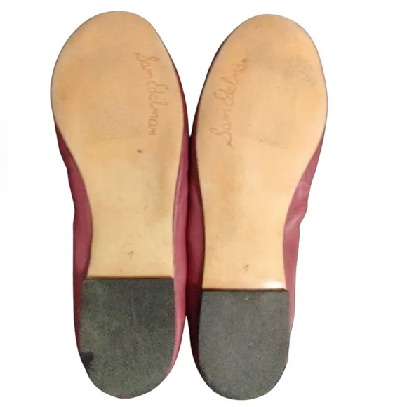 Sam Edelman Red Leather Ballet Flats 7 M