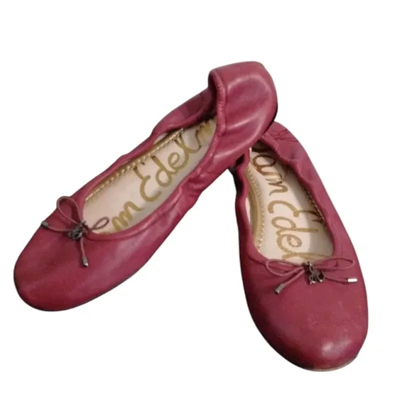 Sam Edelman Red Leather Ballet Flats 7 M