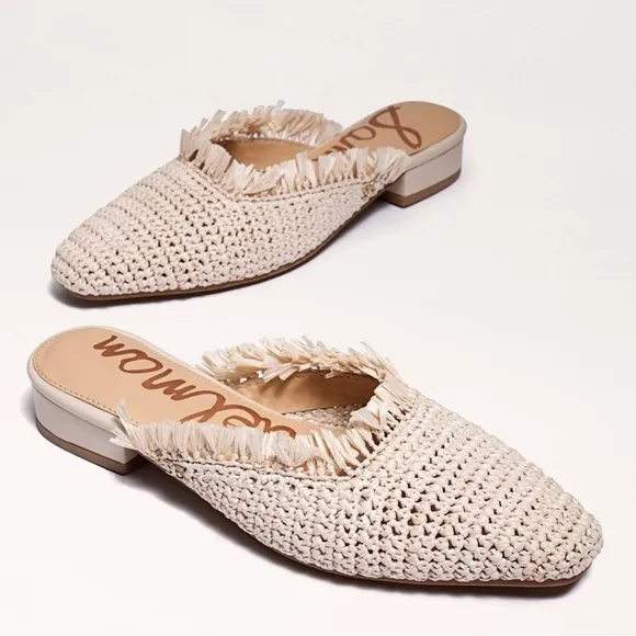 Sam Edelman Reeta Mule Off White Raffia Straw New