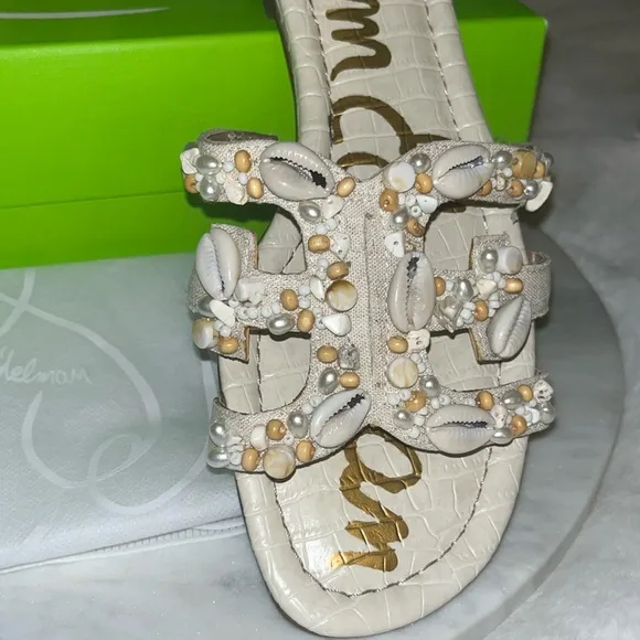 Sam Edelman Shell Sandal Slides Size 10 Worn 1x Like New Bohemian Beach 🐚🪸🐚