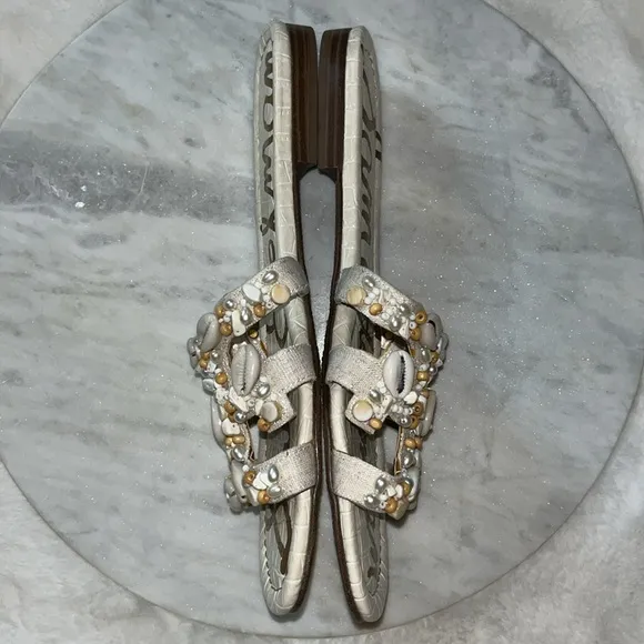 Sam Edelman Shell Sandal Slides Size 10 Worn 1x Like New Bohemian Beach 🐚🪸🐚