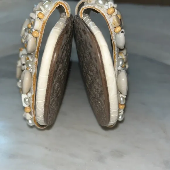 Sam Edelman Shell Sandal Slides Size 10 Worn 1x Like New Bohemian Beach 🐚🪸🐚