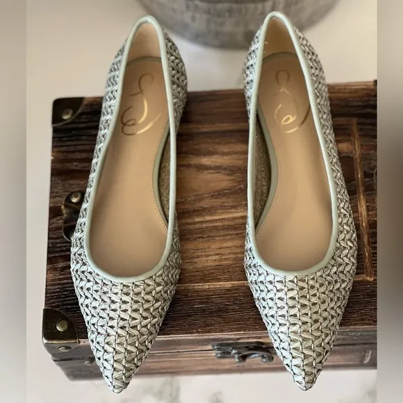 Sam Edelman Wanda Pointed Toe Flats in Light Gray