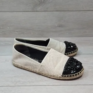 Sam Edelman Women's Linda Beige &amp; Black Espadrilles Loafer Slip On Shoes 8