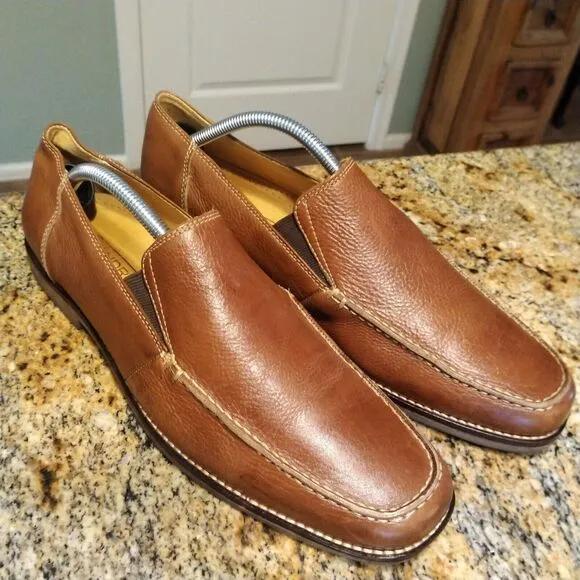 Sandro Men's Slip On Loafers 9 D Tan Soft Leather Made In Brazil Nice!