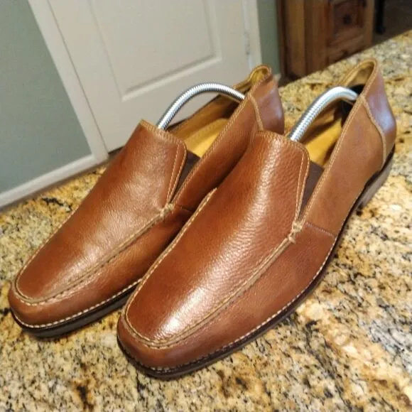 Sandro Men's Slip On Loafers 9 D Tan Soft Leather Made In Brazil Nice!