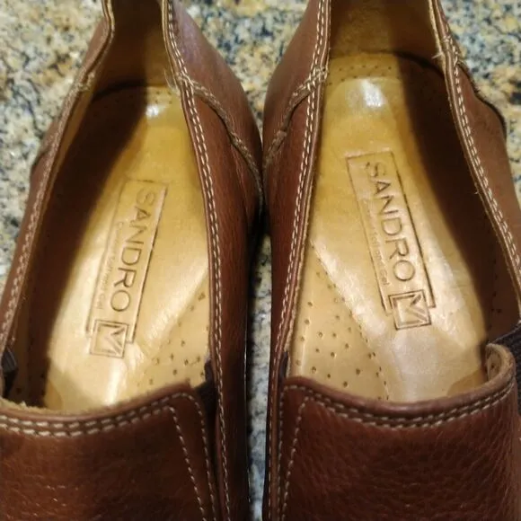 Sandro Men's Slip On Loafers 9 D Tan Soft Leather Made In Brazil Nice!
