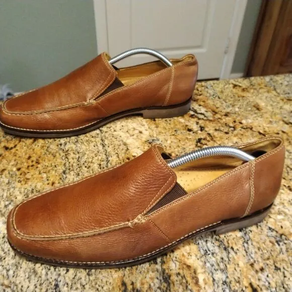 Sandro Men's Slip On Loafers 9 D Tan Soft Leather Made In Brazil Nice!