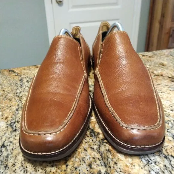 Sandro Men's Slip On Loafers 9 D Tan Soft Leather Made In Brazil Nice!