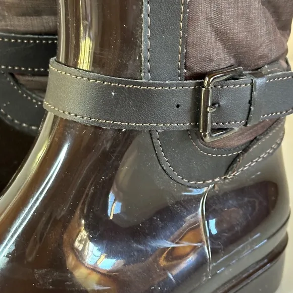 Santana Canada Faux Fur Tall Rain Boot 38 / 7 Brown
