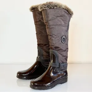 Santana Canada Faux Fur Tall Rain Boot 38 / 7 Brown