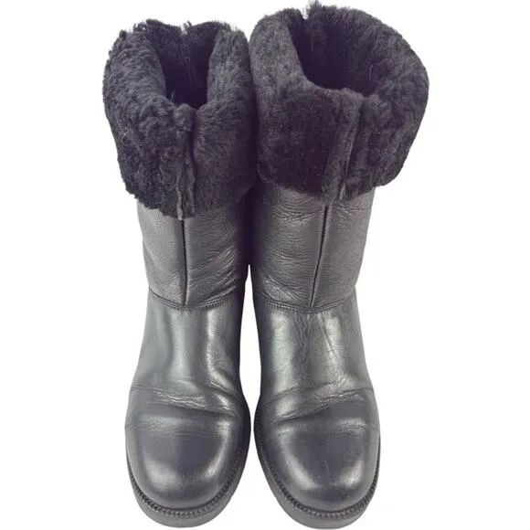 Santana Canada soft leather boots with fur trim Size 8