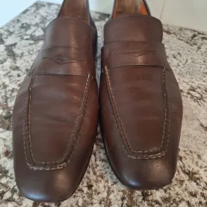 Santoni Brown Leather Loafers size 11D