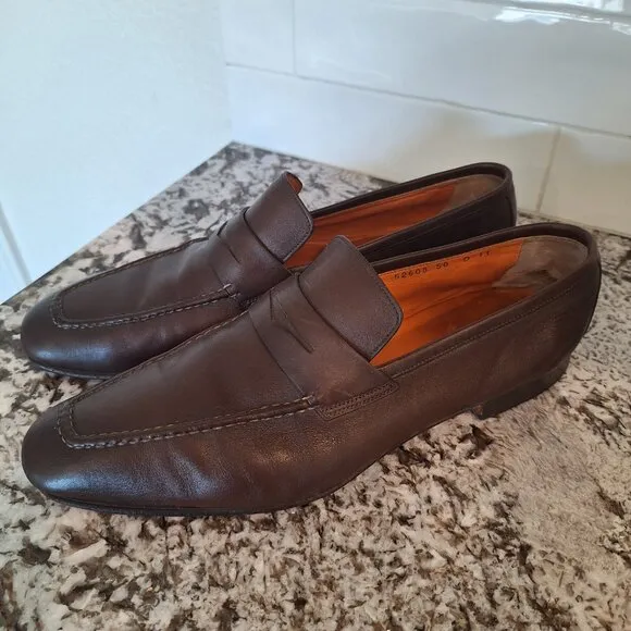 Santoni Brown Leather Loafers size 11D