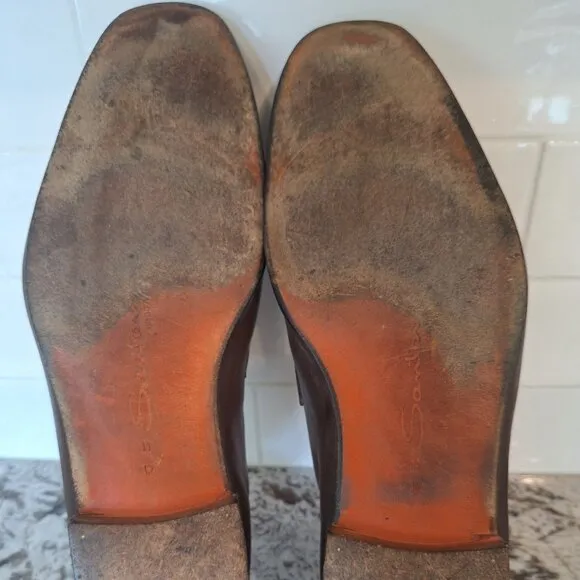 Santoni Brown Leather Loafers size 11D