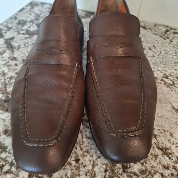 Santoni Brown Leather Loafers size 11D