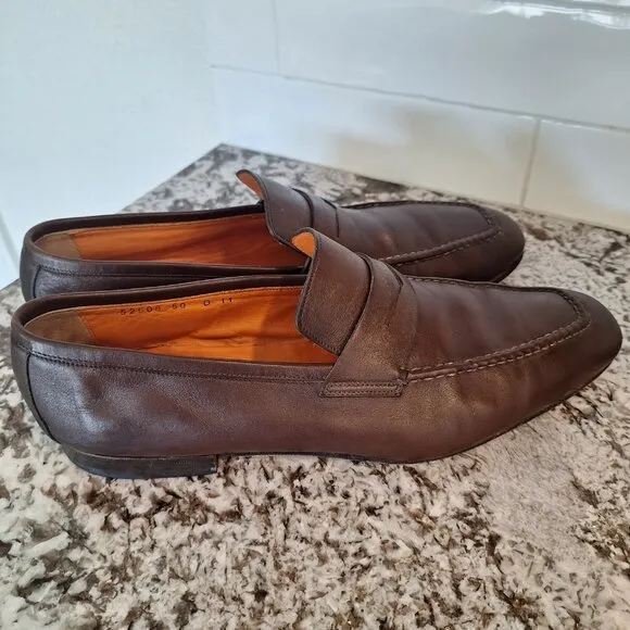 Santoni Brown Leather Loafers size 11D