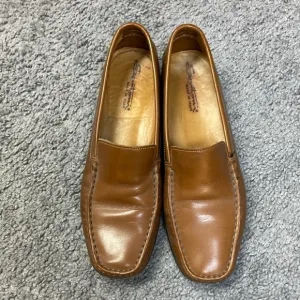 Santoni brown leather loafers