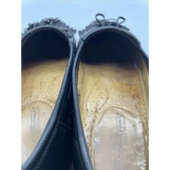 Santoni Italian Black Men's Tasseled Moc Toe Casual Loafers Sz 9D Vibram‎ Soles