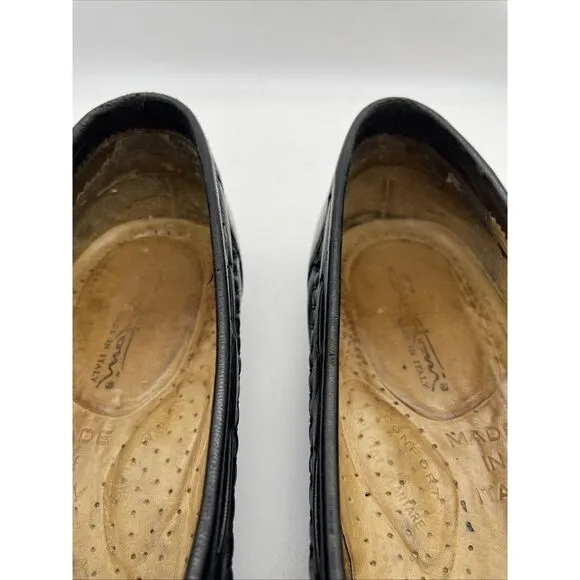 Santoni Italian Black Men's Tasseled Moc Toe Casual Loafers Sz 9D Vibram‎ Soles