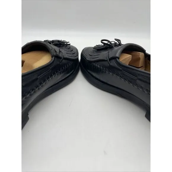 Santoni Italian Black Men's Tasseled Moc Toe Casual Loafers Sz 9D Vibram‎ Soles