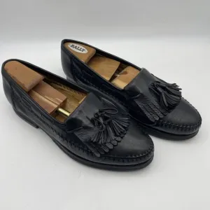 Santoni Italian Black Men's Tasseled Moc Toe Casual Loafers Sz 9D Vibram‎ Soles