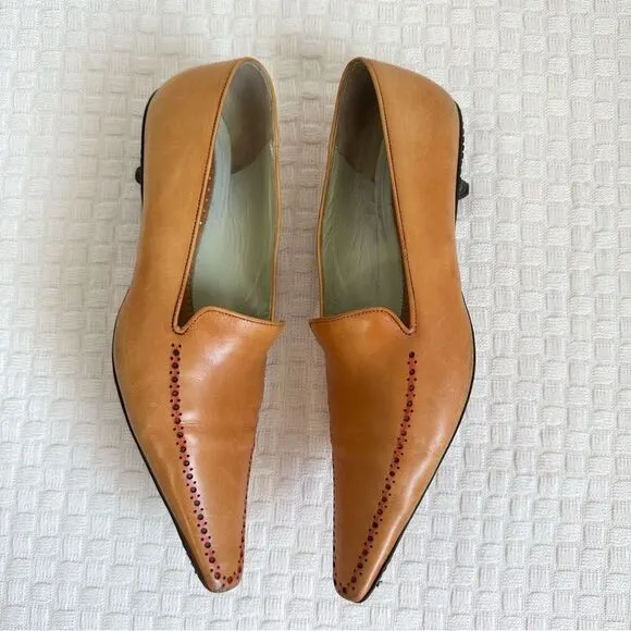 Santoni Made in Italy Leather Loafers Womens Size 9